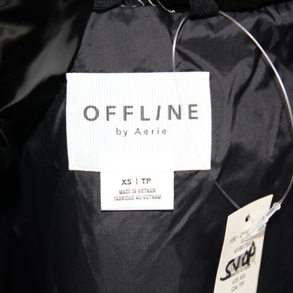 OFFLINE Aerie Women's Shiny Puffer Vest Black Sleeveless Layering Oversized XS - Picture 10 of 10